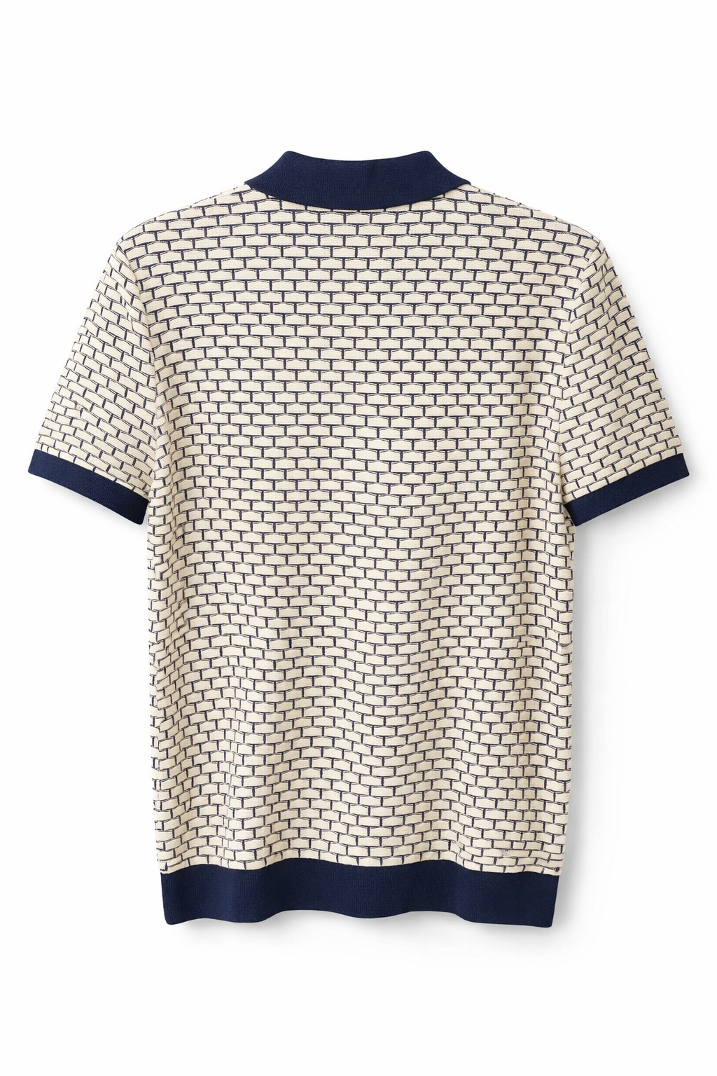 Ted Baker London Geometric Knit Polo – Beige & Navy