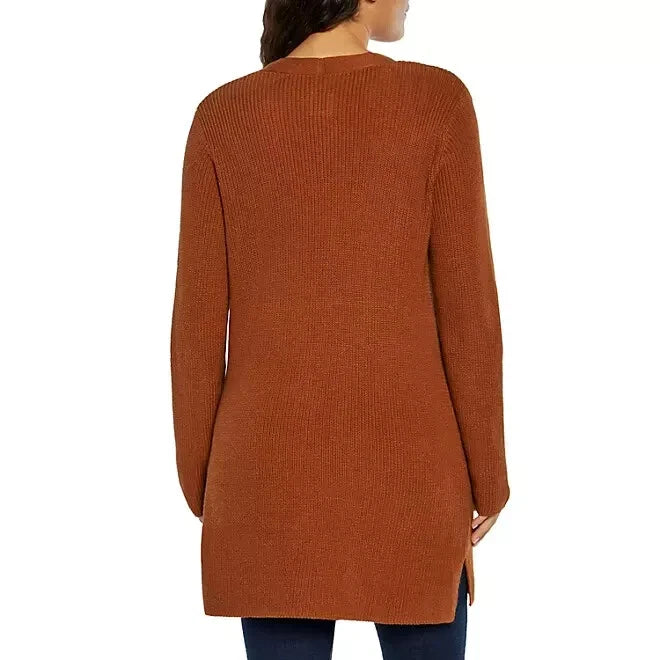 GAP Women’s Open-Front Knit Cardigan – Rust Brown