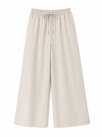 Zara Linen Blend Wide-Leg Pants