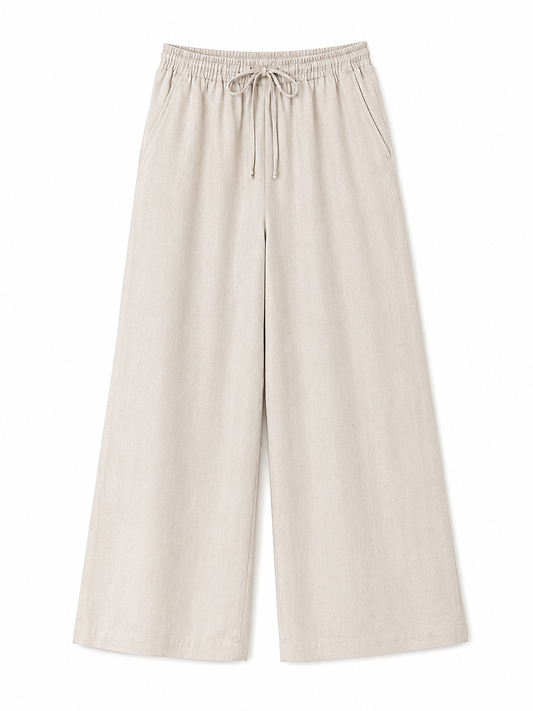 Zara Linen Blend Wide-Leg Pants