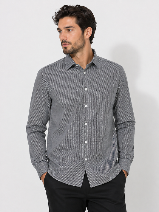 BOSS Black & White Micro-Pattern Slim-Fit Shirt