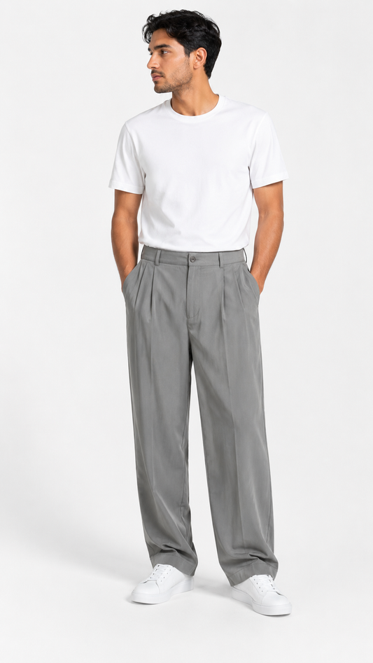 Zara Relaxed Pleated Wide-Leg Trousers
