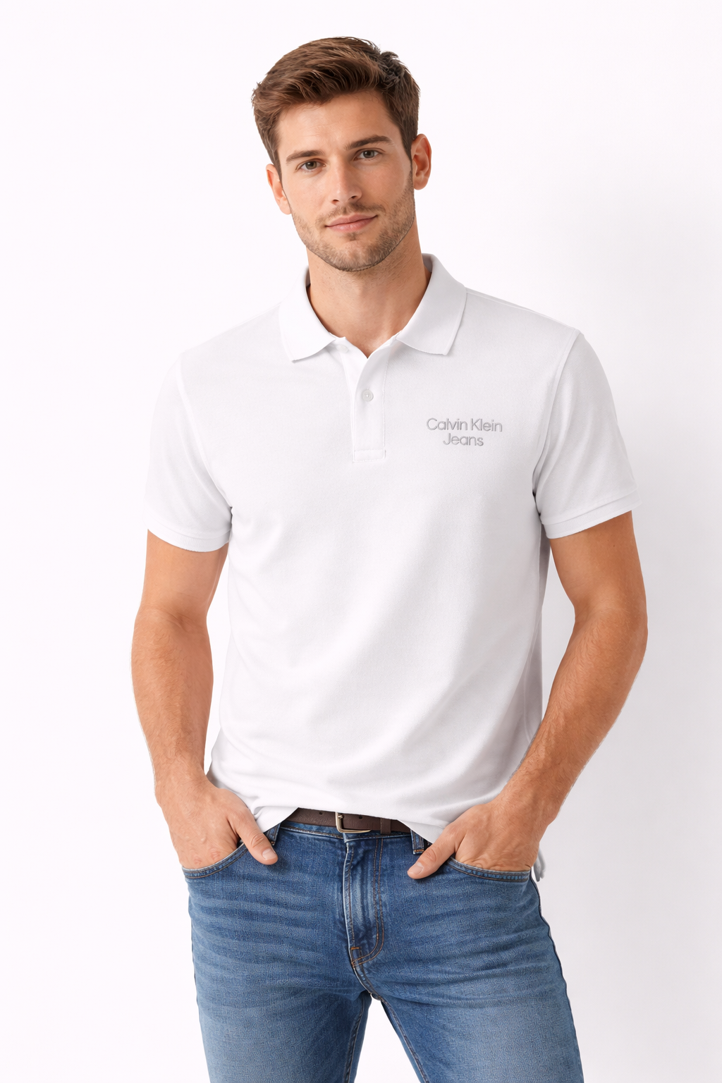 Calvin Klein Jeans White Polo Shirt