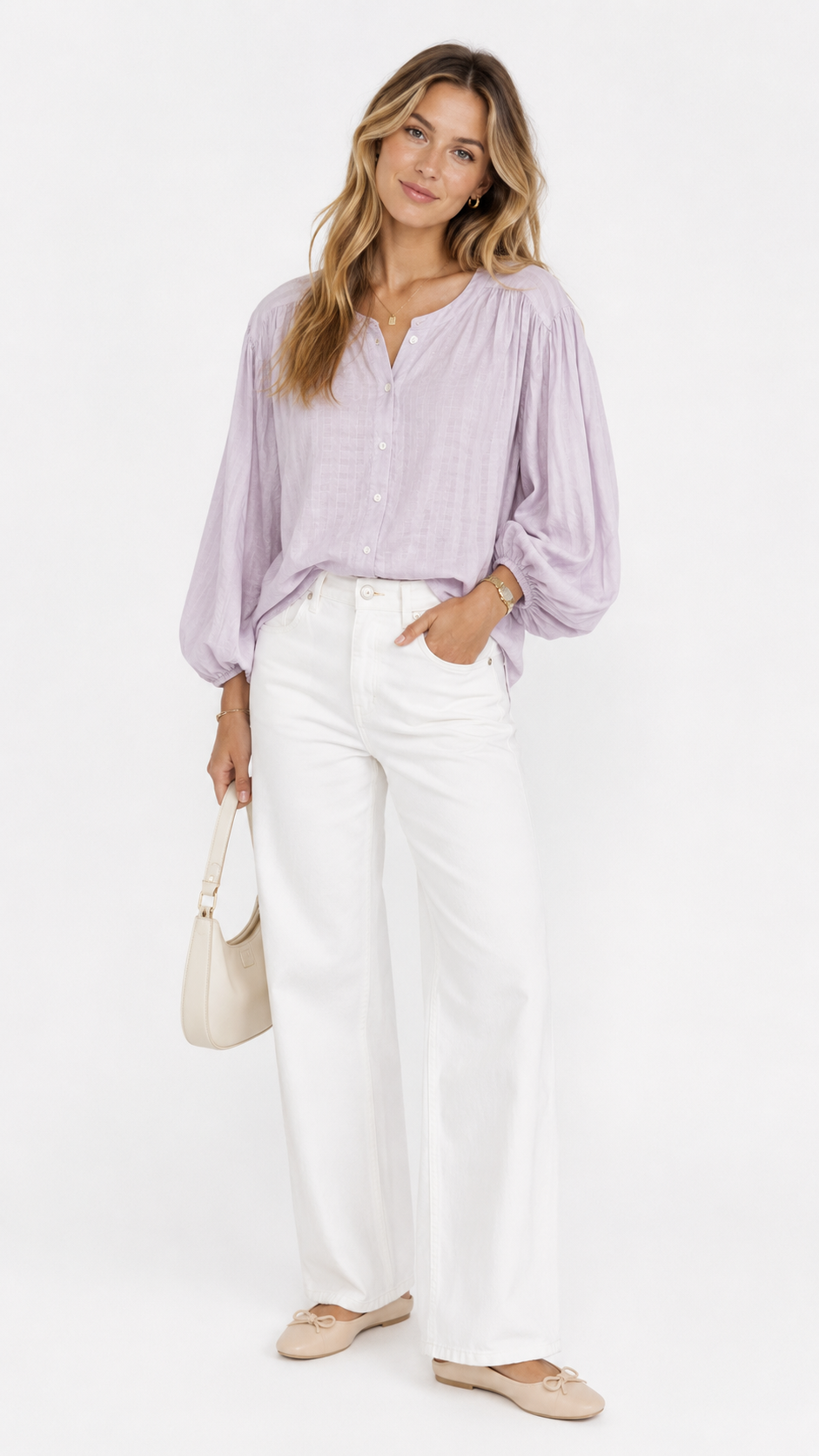 W Women's Textured Button-Front Blouse
