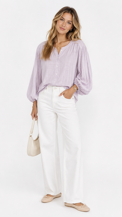 W Women's Textured Button-Front Blouse