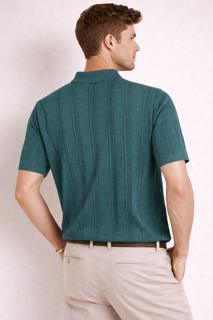 Ted Baker London Textured Knit Polo – Deep Teal