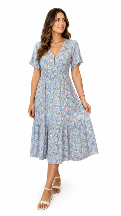 J&W Paisley Print Midi Dress