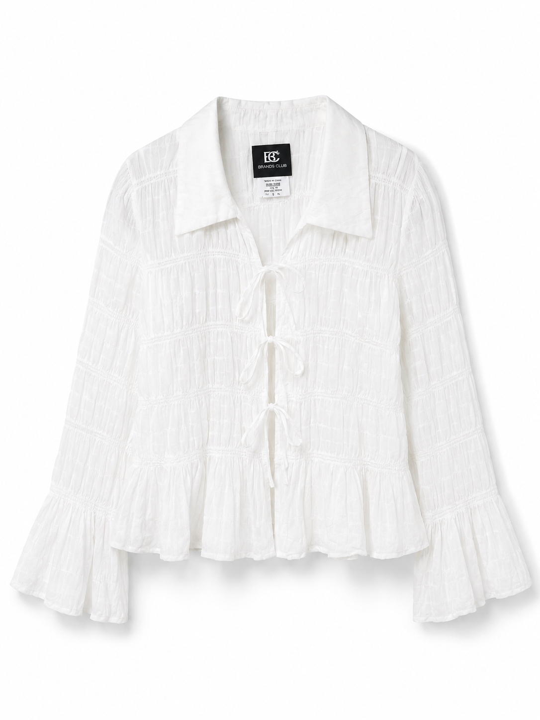 ZARA Textured Tie-Front Blouse