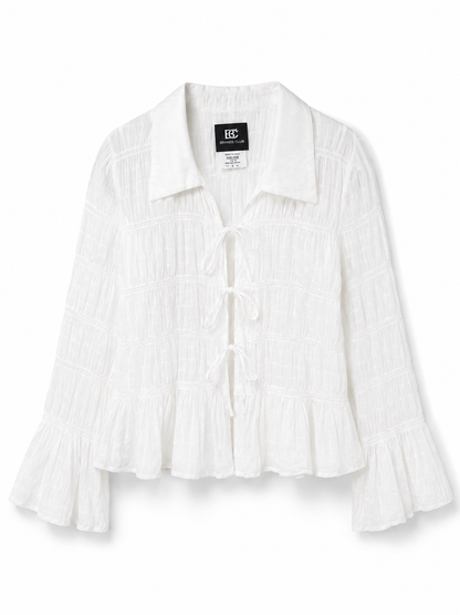 ZARA Textured Tie-Front Blouse