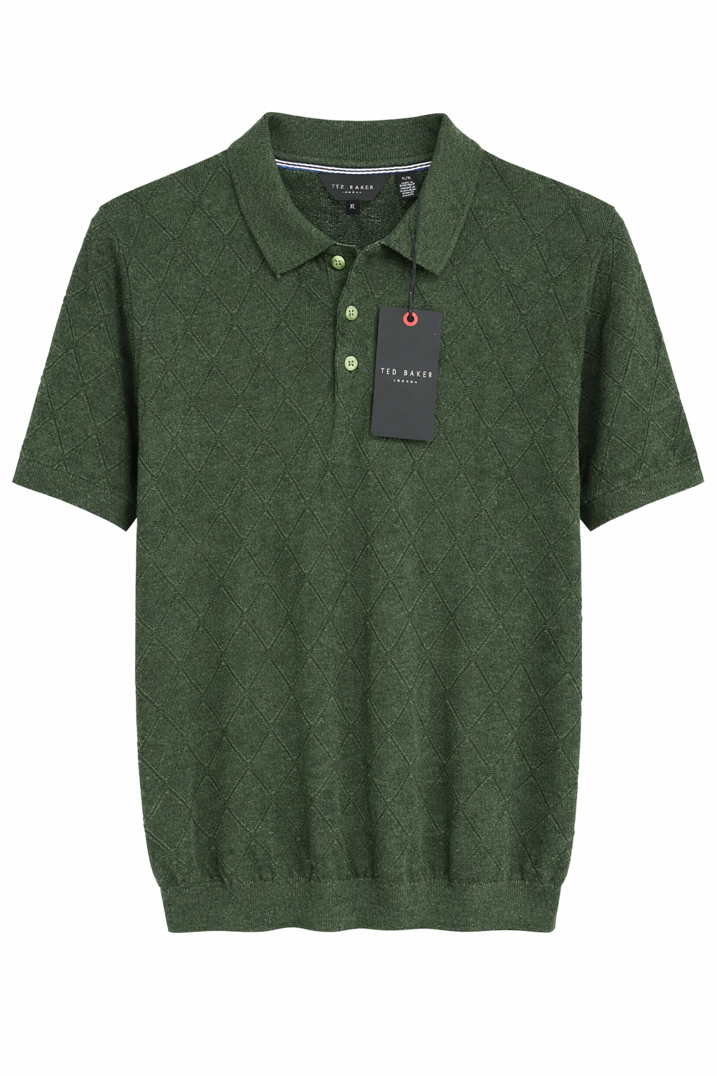 Ted Baker London Textured Knit Polo – Olive Green