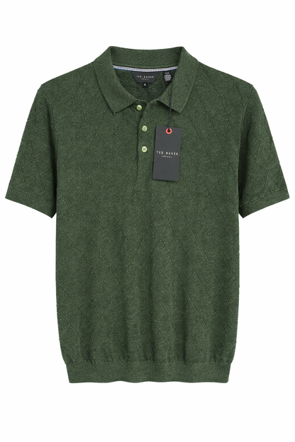 Ted Baker London Textured Knit Polo – Olive Green