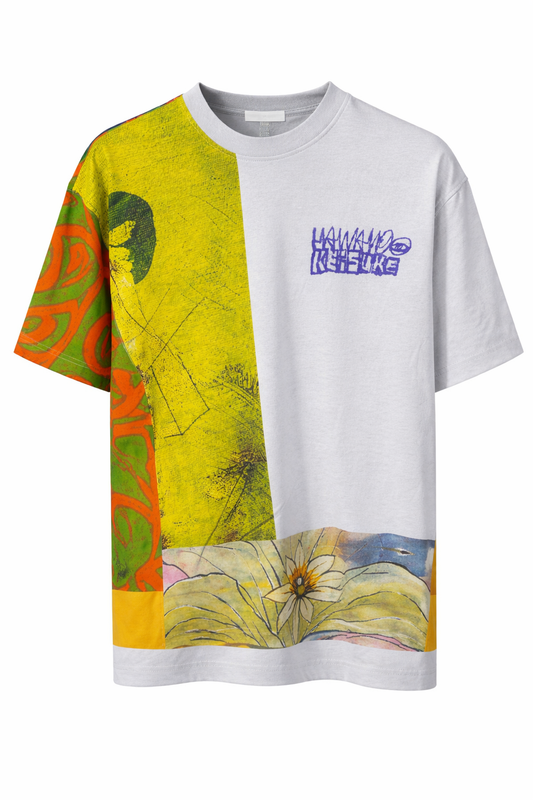 H&M Oversized Graphic T-Shirt (Abstract Patchwork Style)