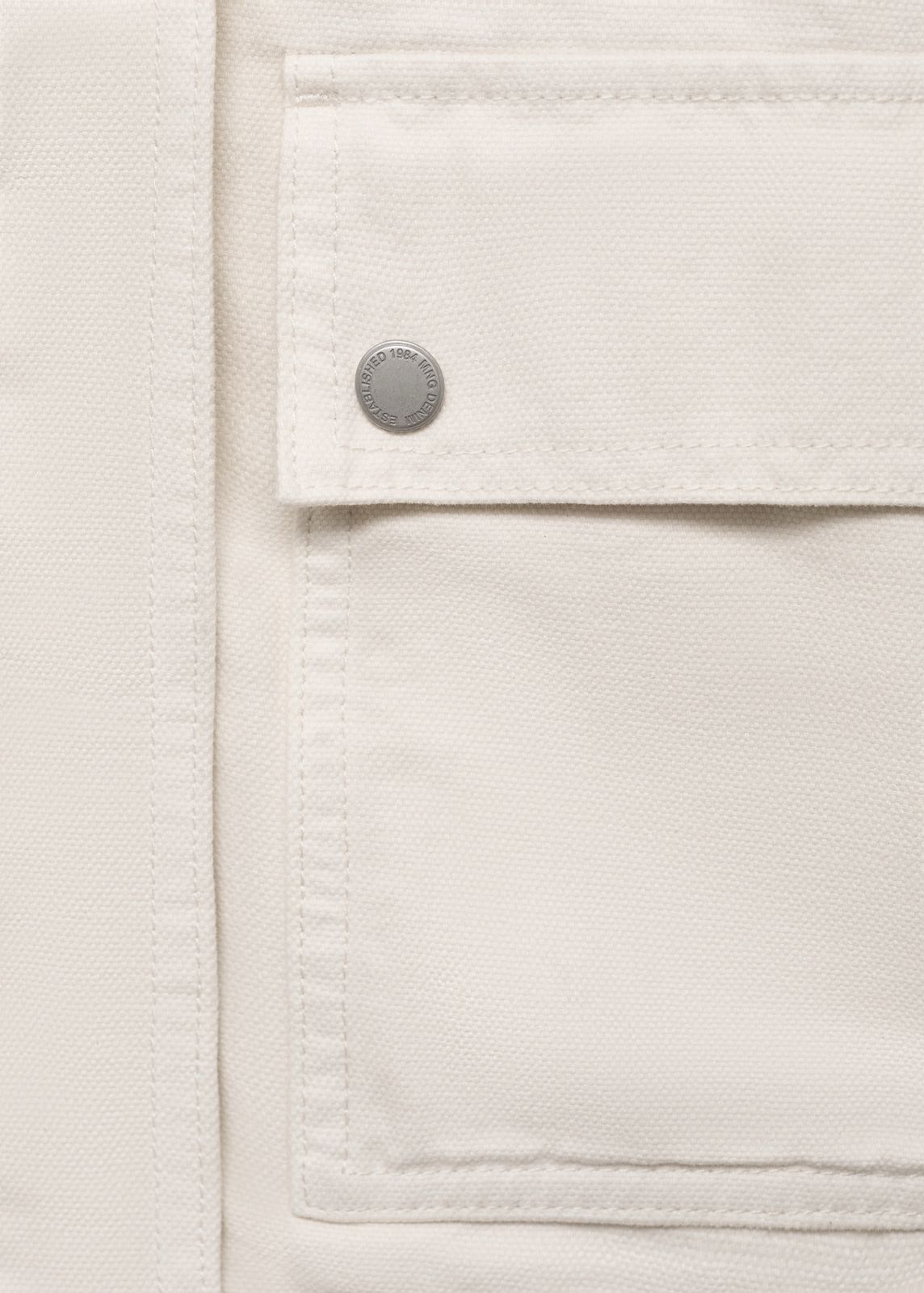 Mango Cropped Denim Jacket – Off-White with Contrast Collar