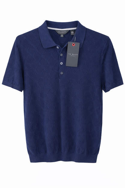 Ted Baker London Textured Knit Polo – Navy Blue
