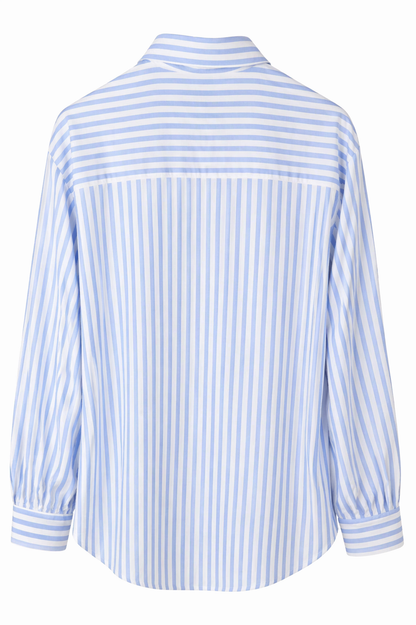 Stradivarius Linen-Style Striped Shirt (Blue & White)