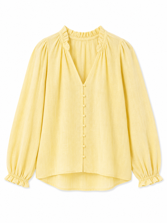 AE Yellow Ruffle-Neck Blouse