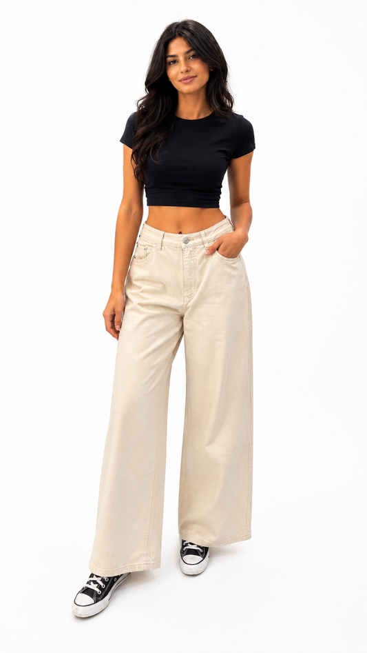 Bonprix Beige Wide Leg Pants