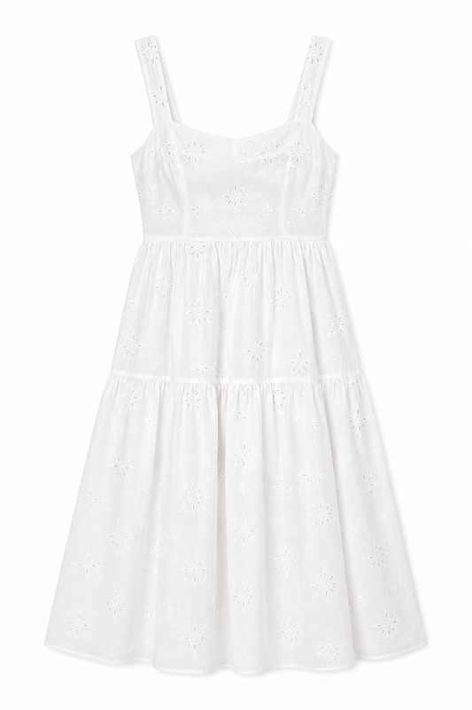 JC Embroidered Midi Dress – Product Description