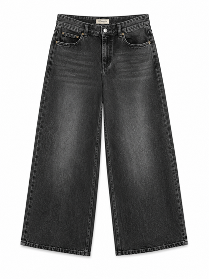 Bonprix Washed Black Wide Leg Jeans