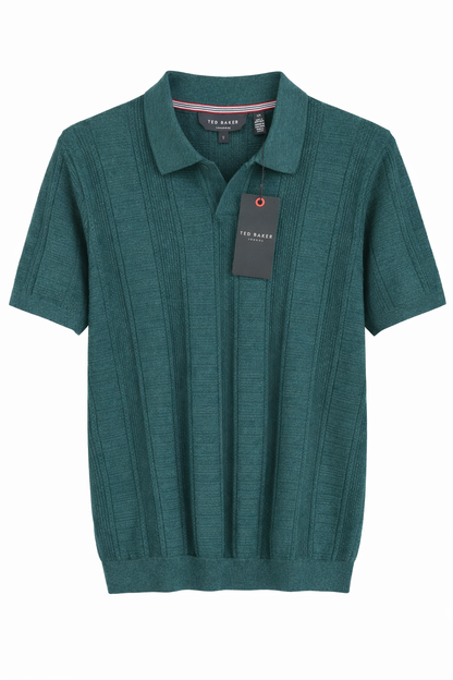 Ted Baker London Textured Knit Polo – Deep Teal