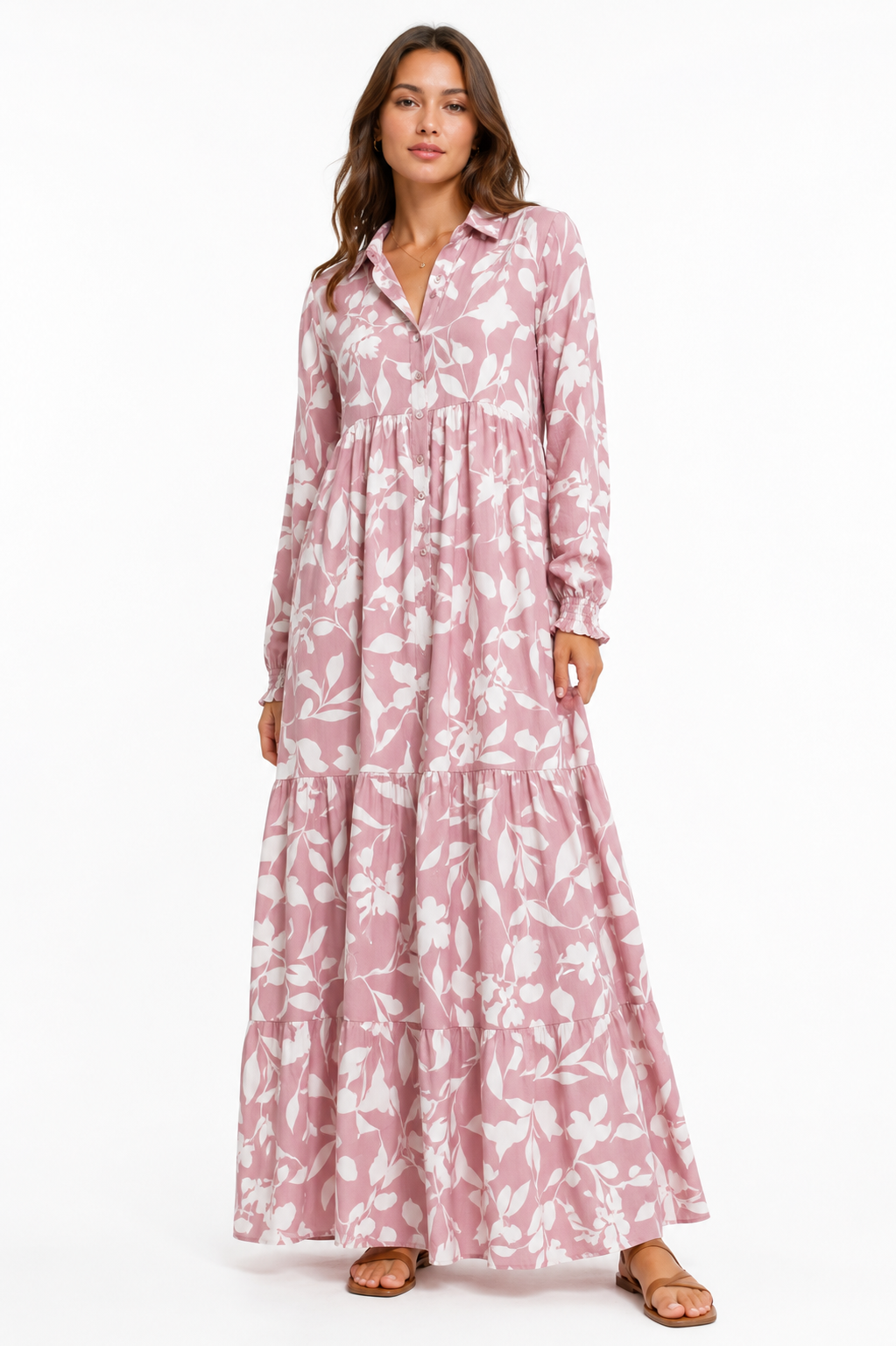 Stradivarius Floral Tiered Maxi Dress – Product Description