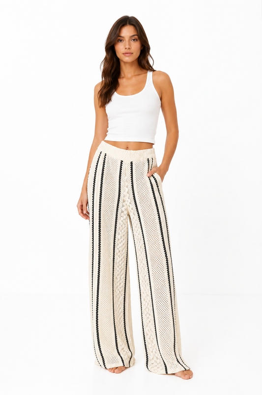 W Pants Crochet Wide-Leg Pants – Product Description