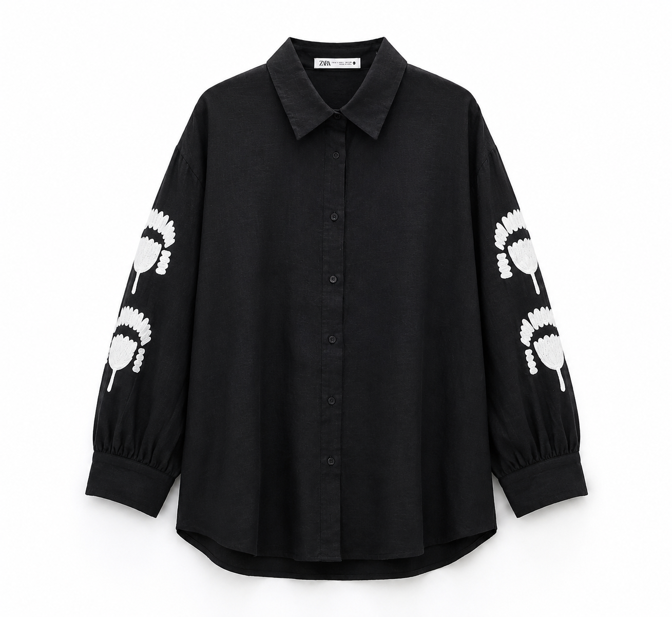 Zara – Embroidered Sleeve Relaxed Shirt