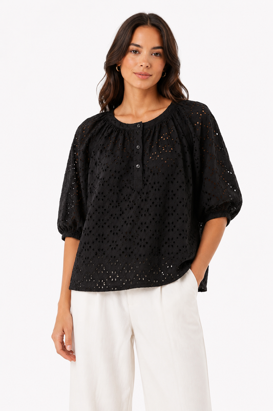 Zara – Broderie Anglaise Cotton Blouse