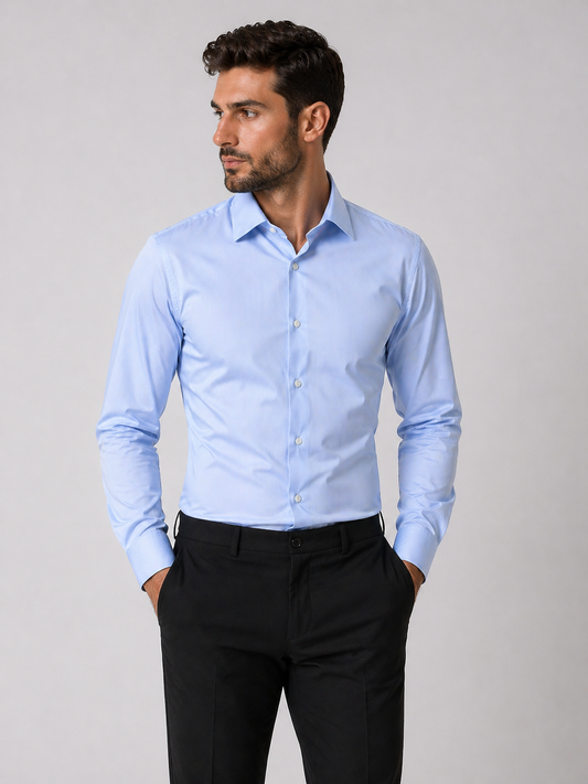 BOSS Light Blue Slim-Fit Dress Shirt