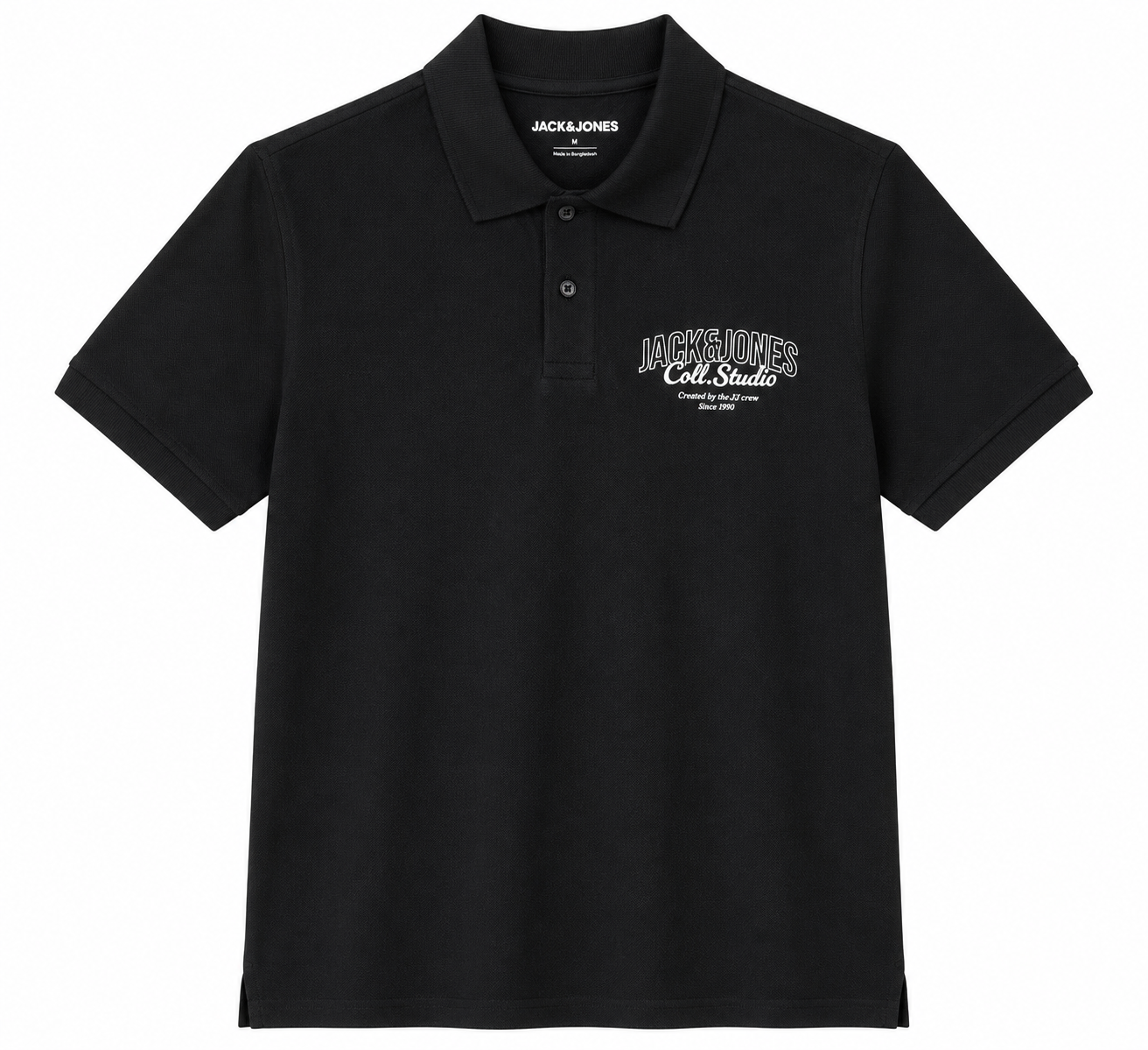 Classic and versatile Jack & Jones polo shirt in a sleek black color,
