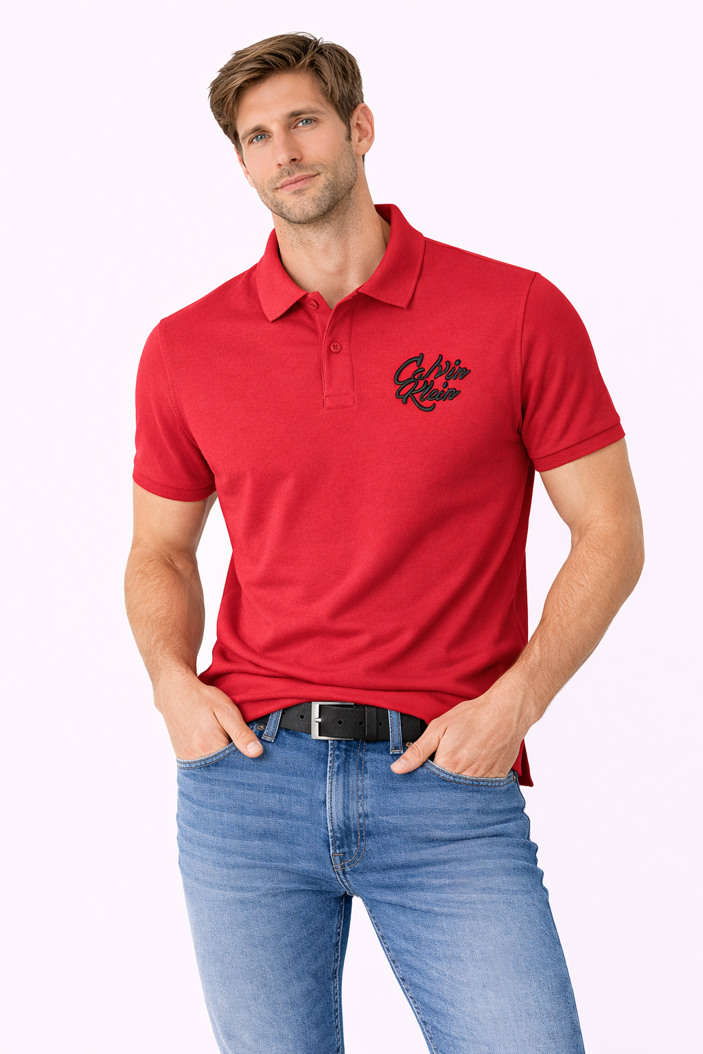 Calvin Klein Red Script Logo Polo