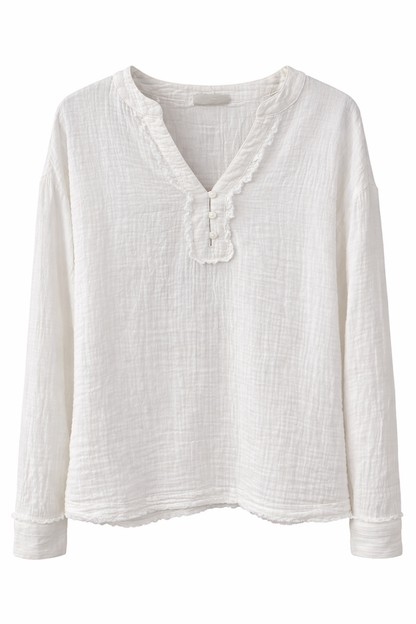 Textured White Cotton Shirt (Boho Style)