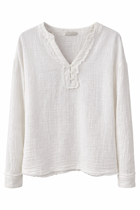 Textured White Cotton Shirt (Boho Style)