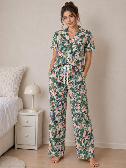 Rose & Lee Tropical Print Pajama Set