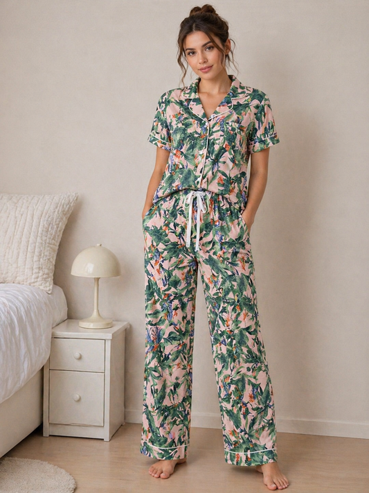 Rose & Lee Tropical Print Pajama Set