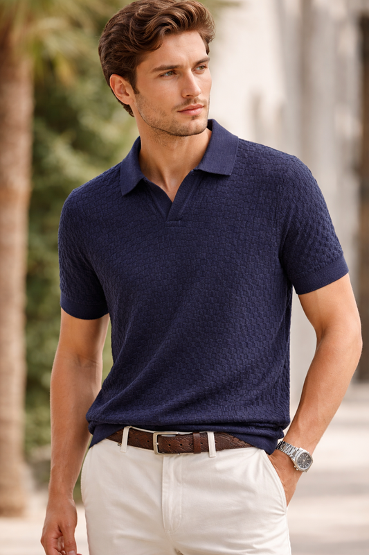 ZARA Textured Knit Polo Blouse