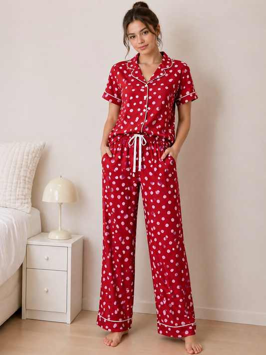 Rose & Lee Red Polka Dot Pajama Set