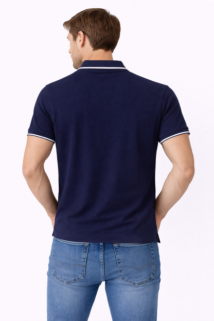 Calvin Klein Navy Tipped Collar Polo