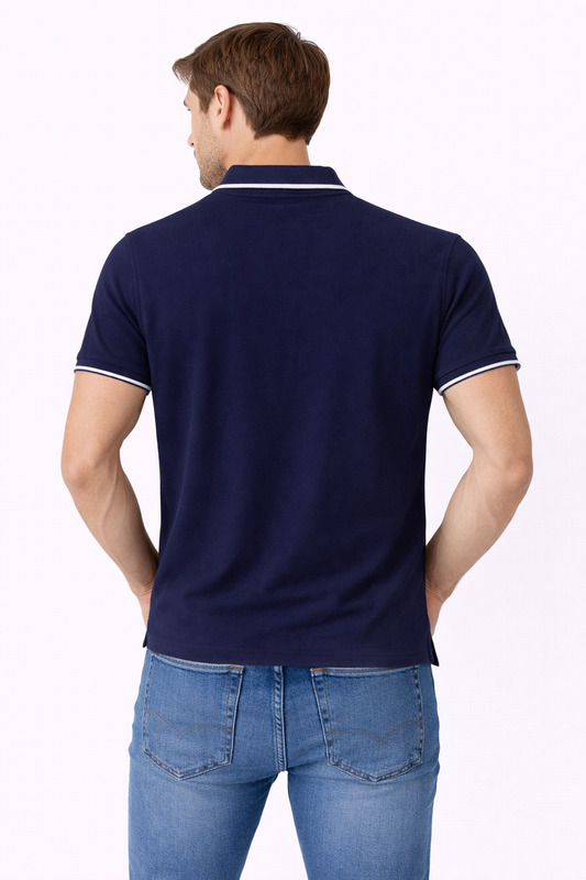Calvin Klein Navy Tipped Collar Polo