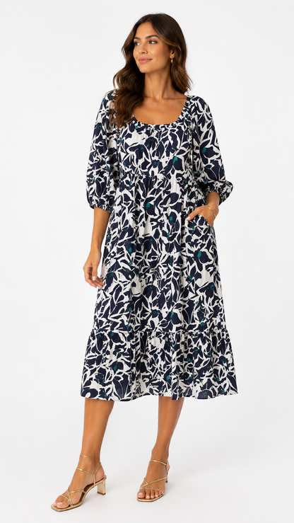 Sfera Basic Printed Midi Dress