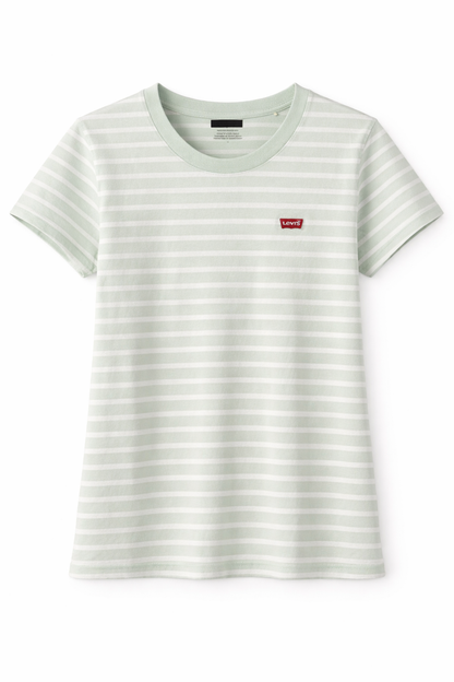 Levi’s® Women’s Striped T-Shirt (Light Green / White)