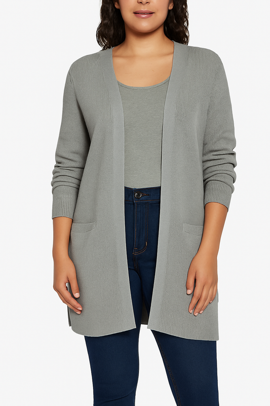 Gap Women’s Open-Front Knit Cardigan – Light Grey