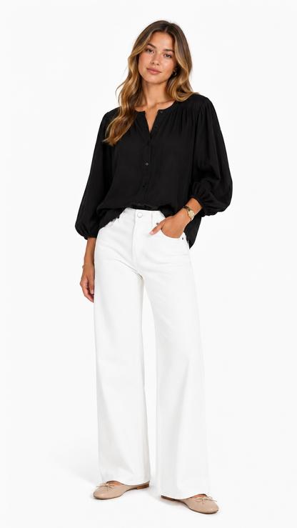 W Classic Button-Front Blouse
