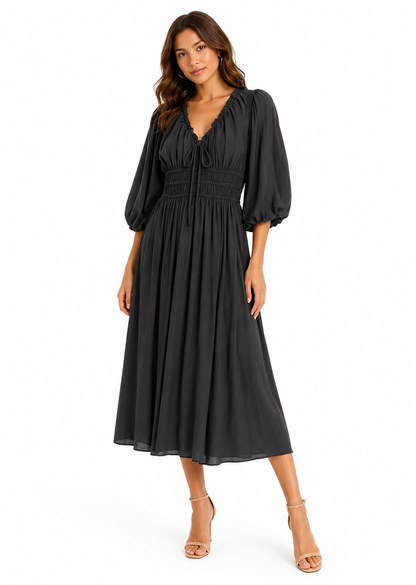Women's Smocked Waist Midi Dress – Product Description