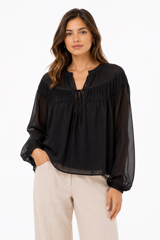 Old Navy Sheer Peasant Blouse – Product Description