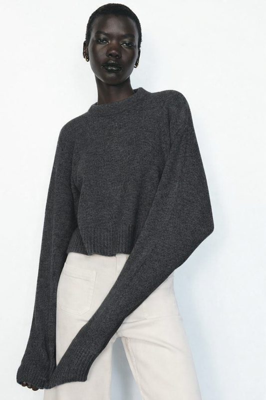ZARA Knit Blouse – Dark Grey