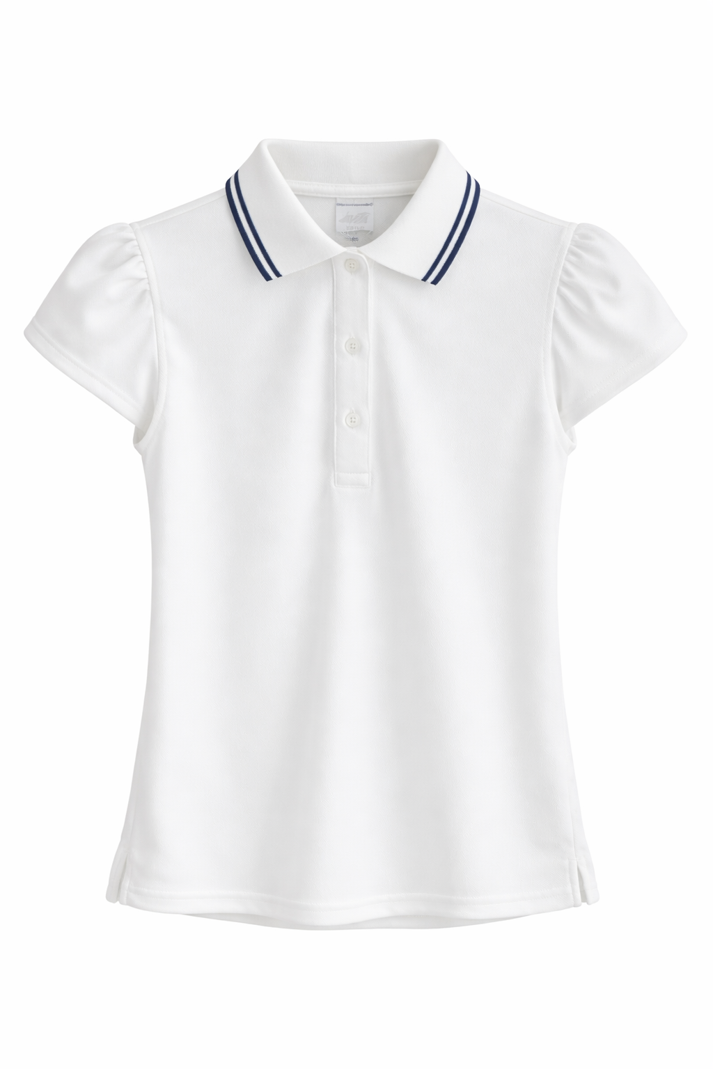 Women’s White Puff-Sleeve Polo Blouse