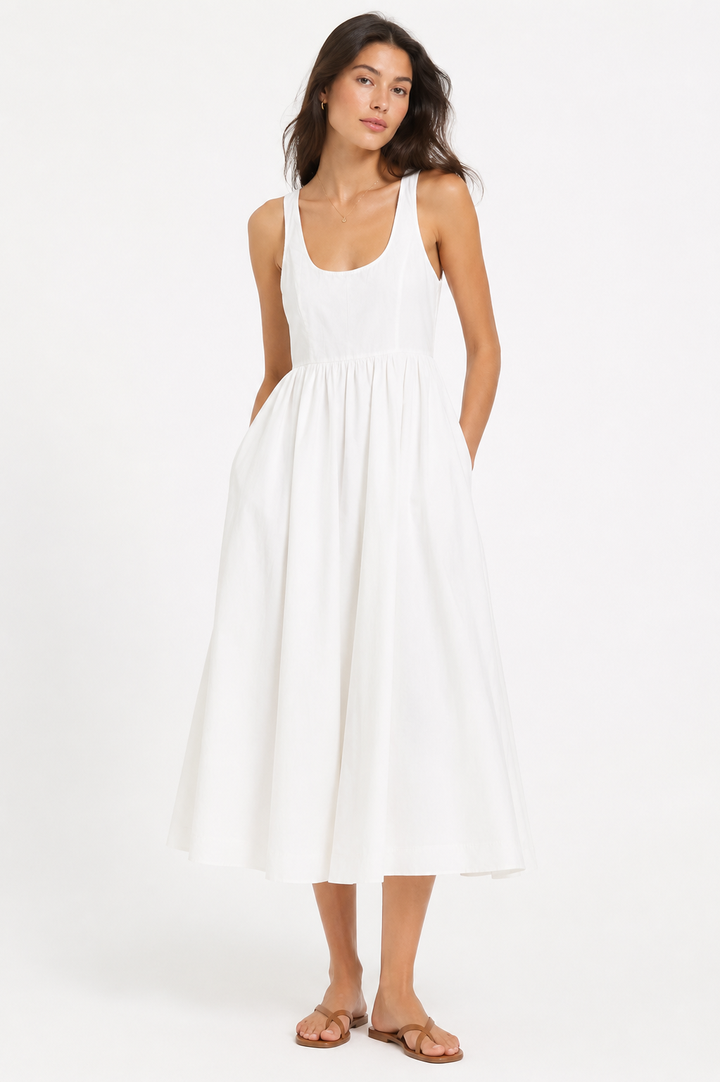 M&S Sleeveless Cotton Midi Dress