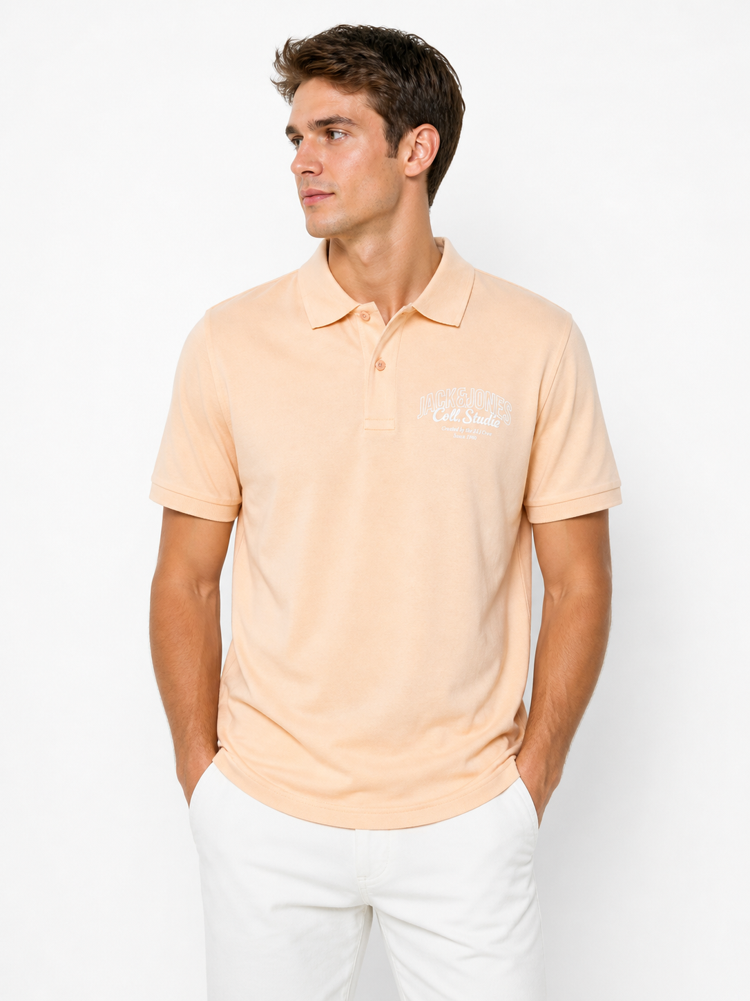 Classic Jack & Jones polo shirt in a soft peach