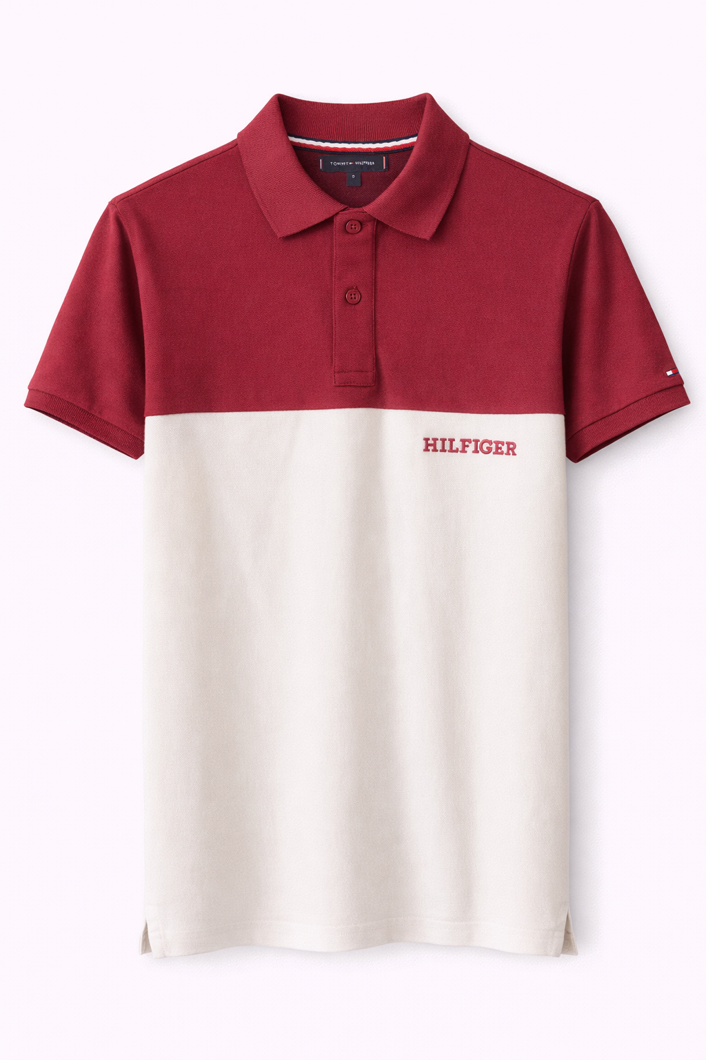 Tommy Hilfiger Color block Polo (Red & Off-White)